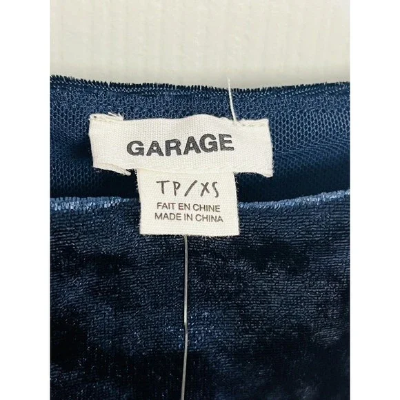 Garage Blue Velvet Crop Top - Picture 3 of 6